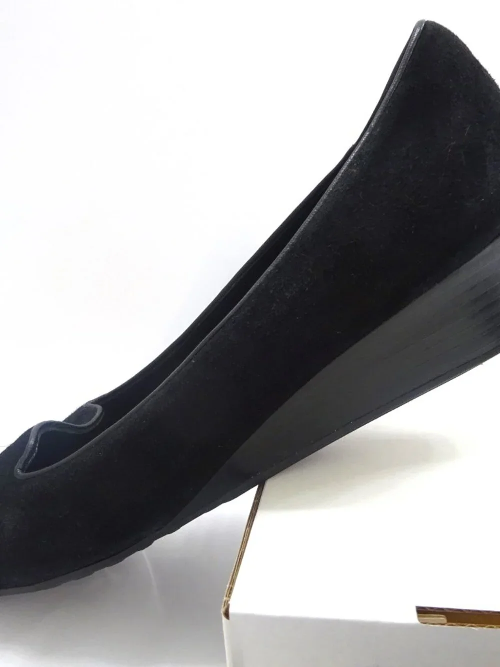Cole Haan Black Suede Wedge Pumps - Size 9